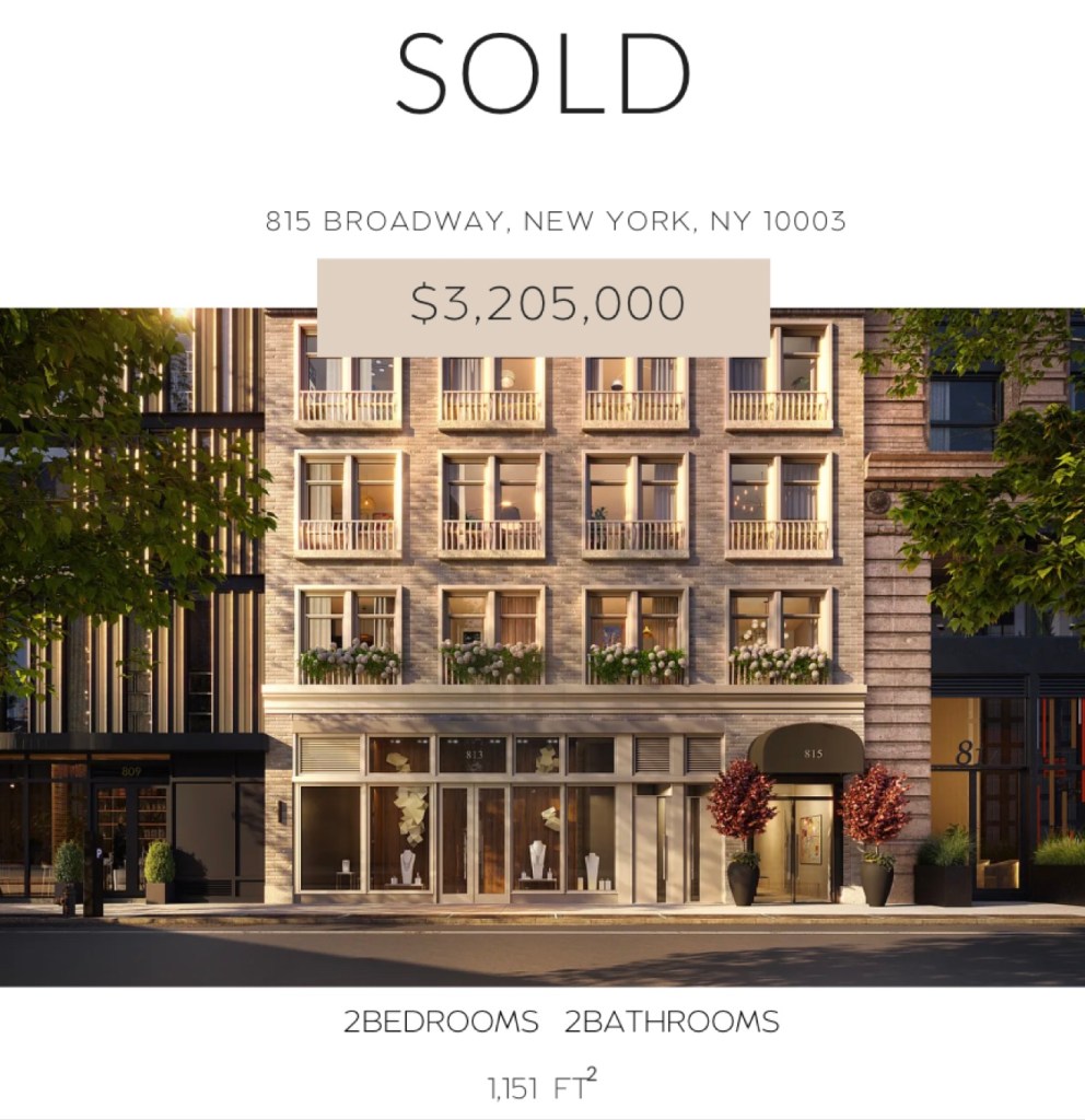 SOLD - 815 Broadway, New York NY 10003 - $3,205,000 - 2房2衛